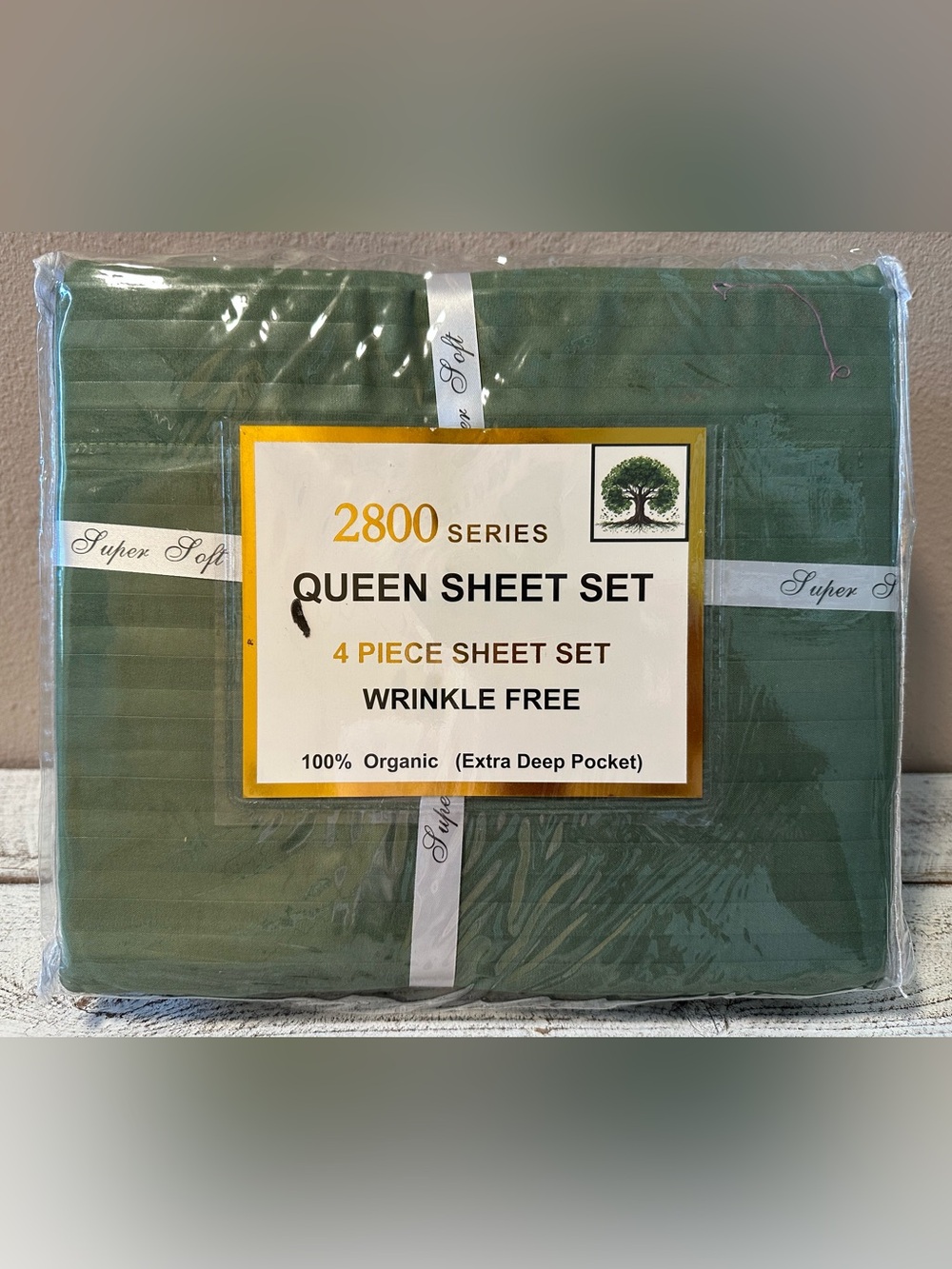 100% Organic Cotton Percale Queen Size Sheet Set - NIP